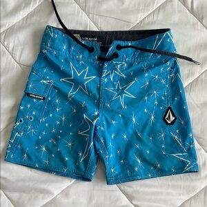 Volcom Blue Star Print Kids Swim Trunks